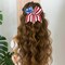 Patriotic Glitter Hair Bow – 4th of July Sequin American Flag Cheer Bow – Red White Blue Sparkly Ribbon Hair Accessory with Elastic Band for Women & Girls Independence Day Party